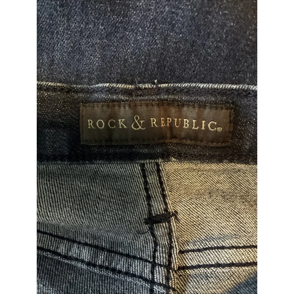 Rock & Republic Womens Kendall Cropped Jeans Studded Pockets Blue Size 2